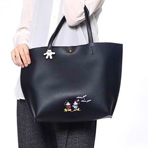 Disney Mickey Mouse Black Tote Bag with Matching Wristlet SET RARE